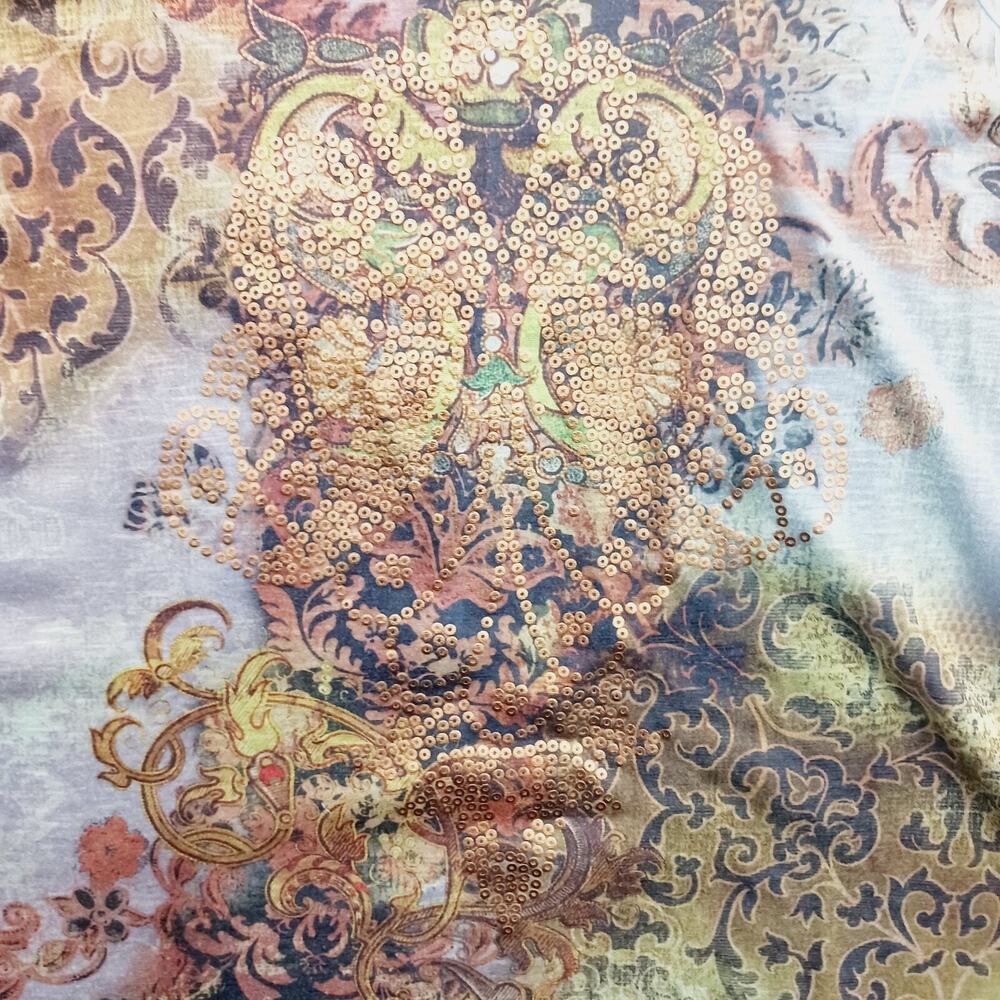Blouse Metallic Boho Luxe Gothic Baroque Eclectic Wearable Art Romantic Size L